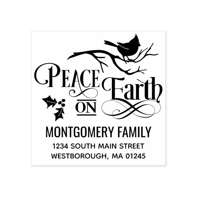 Sello De Caucho Navidades citan la paz en la dirección de retorno  (Impresión)