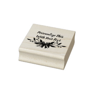 Sello De Caucho Navidades de aguijones de texto y berry personaliz