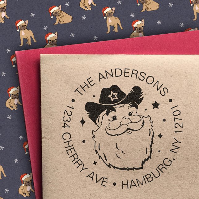 Sello De Caucho Navidades de Cute Funny Texas Cowboy Santa Claus (Subido por el creador)