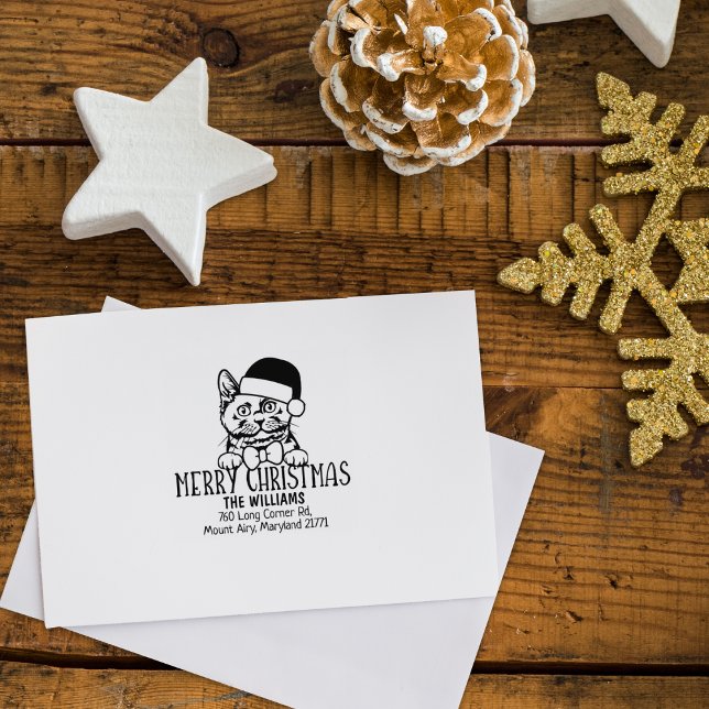 Sello De Caucho Navidades de dirección de devolución de gato de Ch (Subido por el creador)