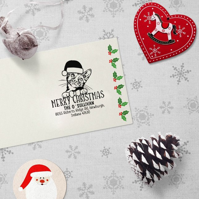 Sello De Caucho Navidades de direcciones de devolución de gato de  (Subido por el creador)