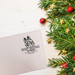 Sello De Caucho Navidades de direcciones de devolución de gatos en