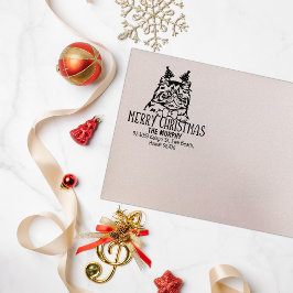 Sello De Caucho Navidades de direcciones de la familia de gatos pe