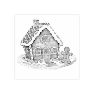 Sello De Caucho Navidades de la casa de trabajo Gingerbread