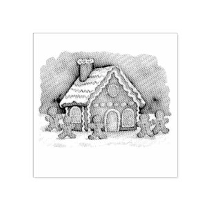 Sello De Caucho Navidades de la casa de trabajo Gingerbread