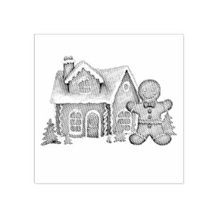 Sello De Caucho Navidades de la casa de trabajo Gingerbread