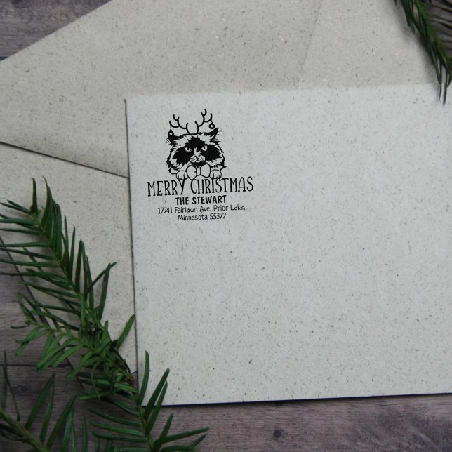 Sello De Caucho Navidades de la dirección de devolución del gato d (Subido por el creador)