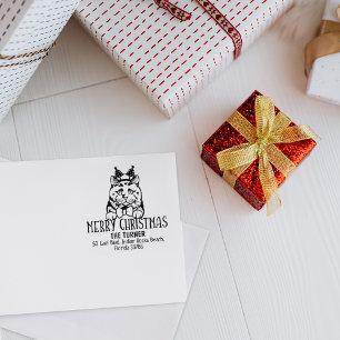 Sello De Caucho Navidades de la dirección de retorno de gatos cort