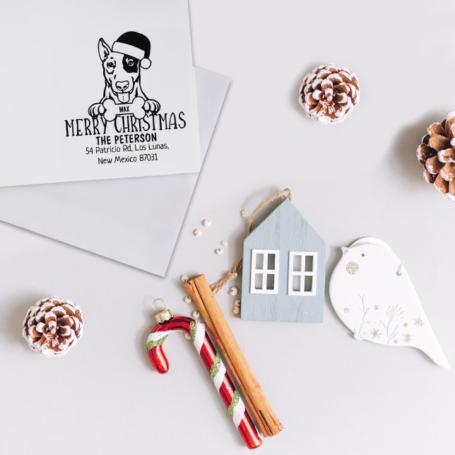 Sello De Caucho Navidades de perro de Bull Terrier en inglés devue (Subido por el creador)