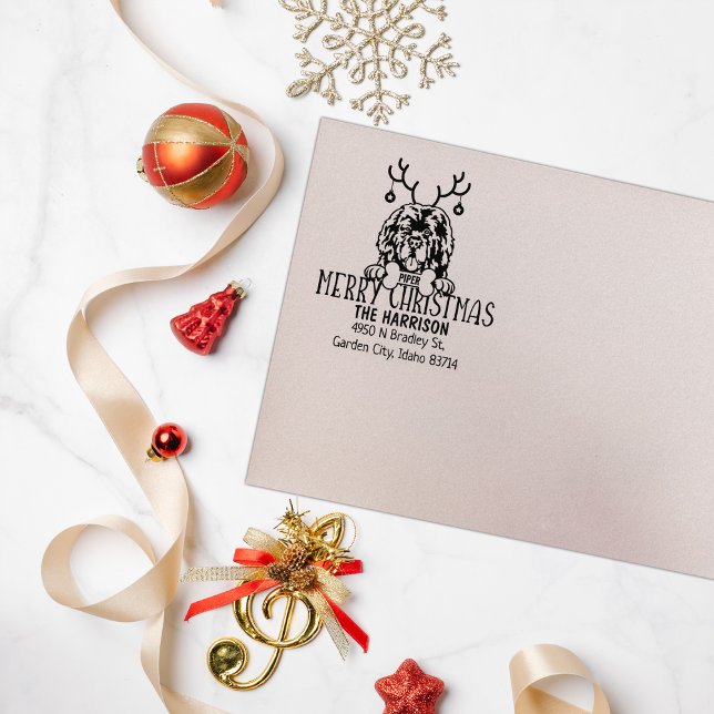 Sello De Caucho Navidades de perro de Terranova devuelven la direc (Subido por el creador)