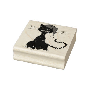 Sello De Caucho Navidades de punk: Gato con Sombrero Amarrado