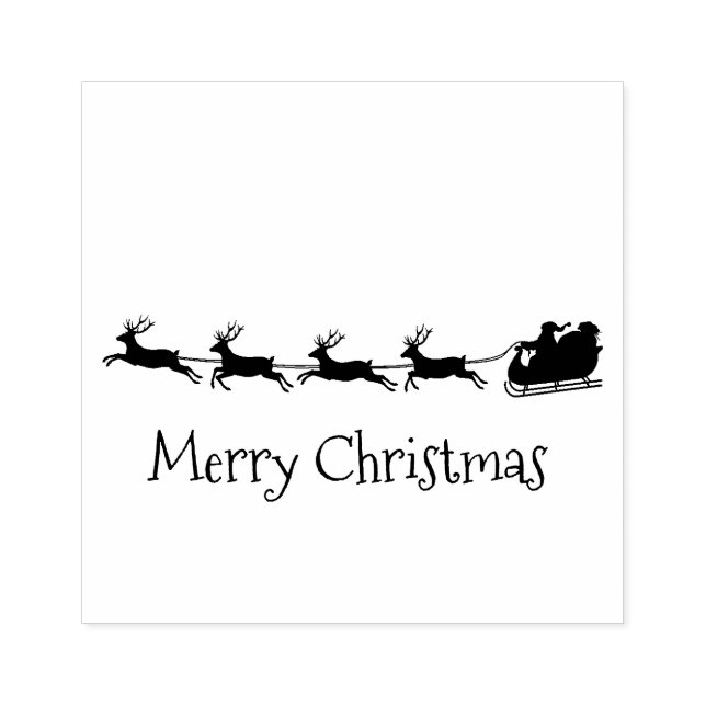 Sello De Caucho Navidades de renos de Santa Sleigh estampado de ar (Impresión)