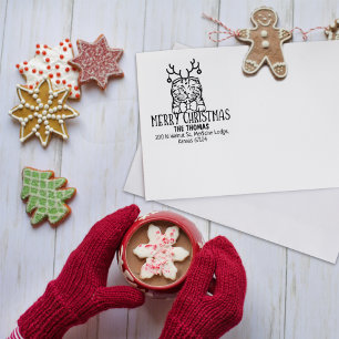 Sello De Caucho Navidades Dirección de devolución de gatos de reca