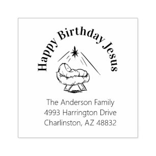 Sello De Caucho Navidades Feliz cumpleaños a Jesús en Manger