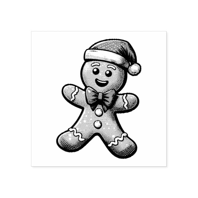 Sello De Caucho Navidades Gingerbread Man Wood Art Stamp (Impresión)