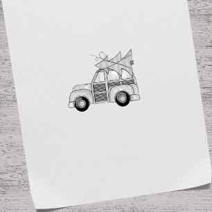 Sello De Caucho Navidades Holiday Tree Whimsical Winter Car