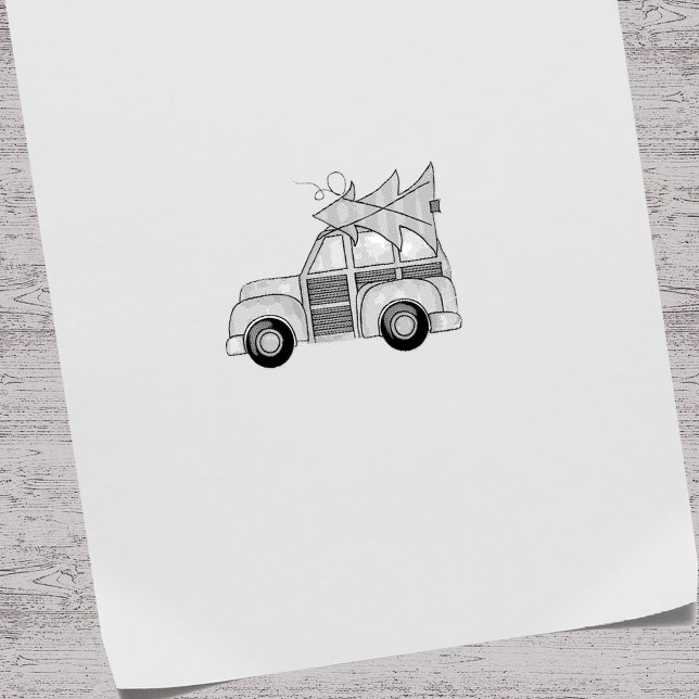Sello De Caucho Navidades Holiday Tree Whimsical Winter Car (Cute Christmas Car Stamp)