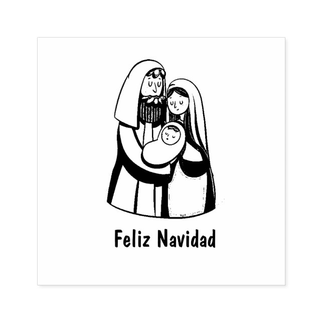 Sello De Caucho Navidades Jesucristo Feliz Navidad en español (Impresión)