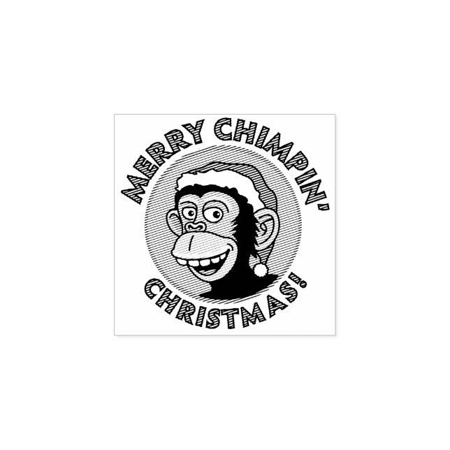 Sello De Caucho Navidades Monkey Wood Art Stamp (Impresión)