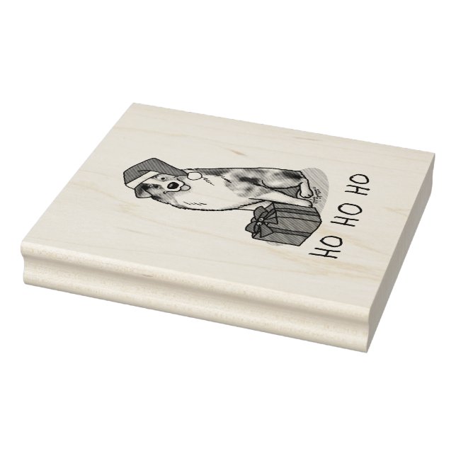 Sello De Caucho Navidades Pastor Australiano (azul merle tan/w 1) (Sello)