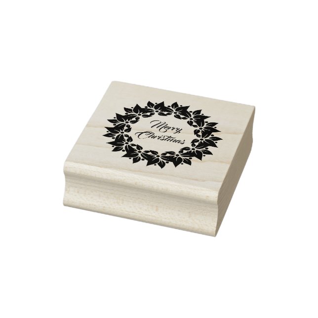 Sello De Caucho Navidades Poinsettia Wreath Stamp (Sello)