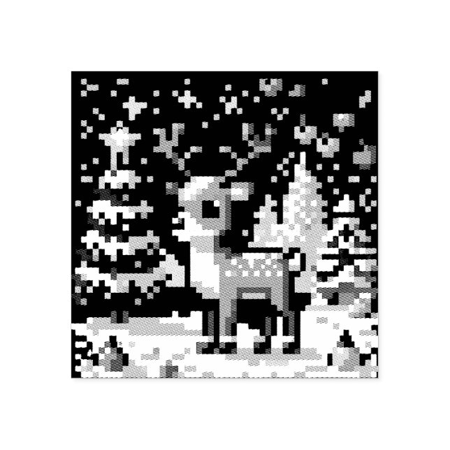 Sello De Caucho Navidades Reindeer Winter Wonderland Pixel Art (Impresión)
