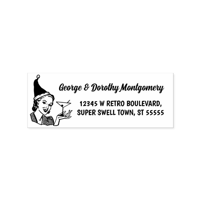 Sello De Caucho Navidades retro Dirección de devolución de nombre  (Impresión)