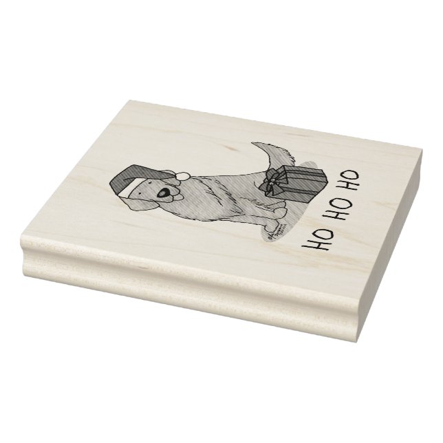 Sello De Caucho Navidades Santa Claus Golden Retriever Dog Cute (Sello)