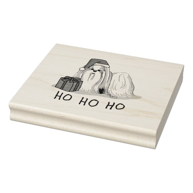 Sello De Caucho Navidades Santa Hat Shih Tzu (blanco moreno) Perro (Sello)