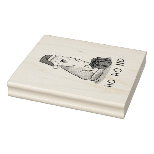 Sello De Caucho Navidades Santa Hat Siberian Husky (plata) Cute