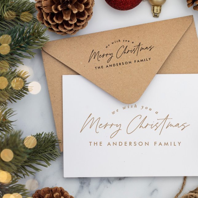 Sello De Caucho Navidades vacaciones elegante moderno guión mínimo (Subido por el creador)