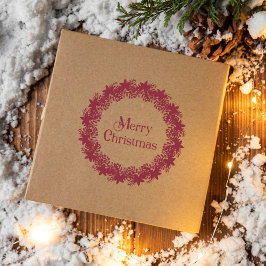 Sello De Caucho Navidades Wreath Botanical Holly & Poinsettias