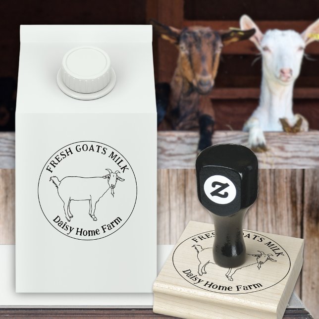 Sello De Caucho Negocio con mano de cabra (goats milk custom business ink rubber stamp with cute smile goat line drawing )