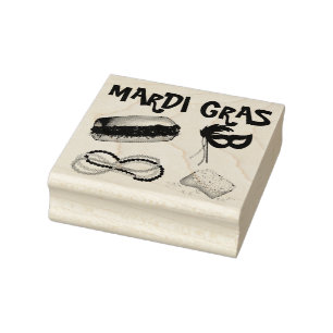 Sello De Caucho New Orleans Mardi Gras Mask Beads Beignet NOLA