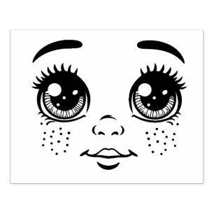 Sello De Caucho Niñita Doll Face peca tinta arte original