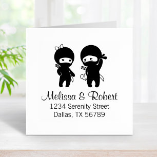 Sello De Caucho Ninja Pair, un chico y una dirección Chica