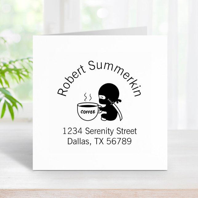 Sello De Caucho Ninja pequeño con una dirección de tazón para café (Subido por el creador)