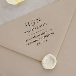 Sello De Caucho Nombre de Boda moderno y dirección de devolución i