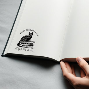 Sello De Caucho Nombre de caligrafía personalizado, libro de gatos