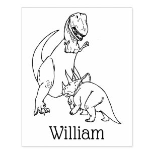 Sello De Caucho Nombre de dinosaurio Triceratops Tyrannosaurus fer