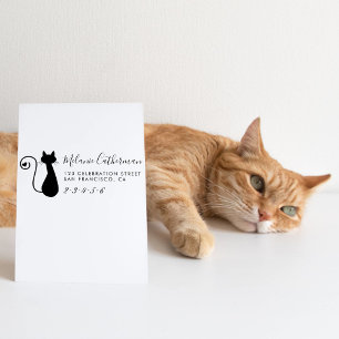 Sello De Caucho Nombre de encargo lindo del gato y del corazón el