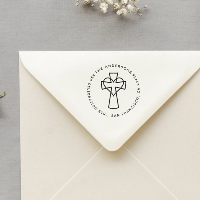 Sello De Caucho Nombre de familia cristiana simple Dirección de de (Rubber Stamp Mock-up)
