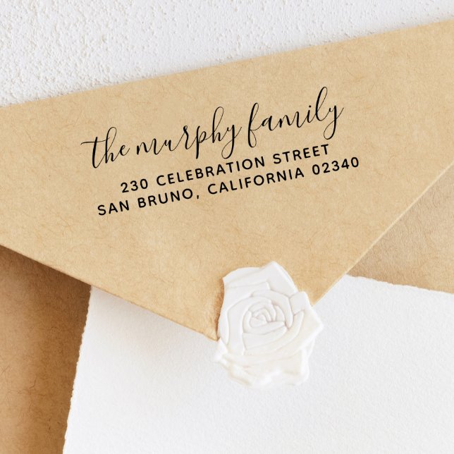 Sello De Caucho Nombre de familia de moda y dirección de devolució (Rubber Stamp Mock-up)