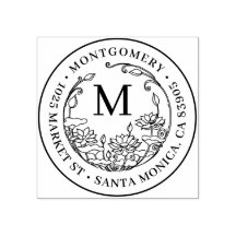 Nombre de familia de monograma floral y dirección