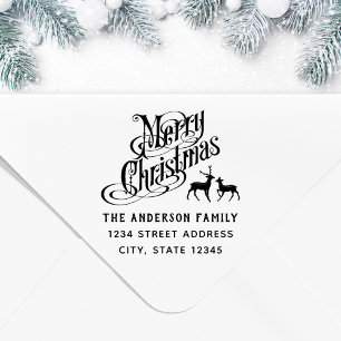 Sello De Caucho Nombre de familia de renos de Navidad Dirección de