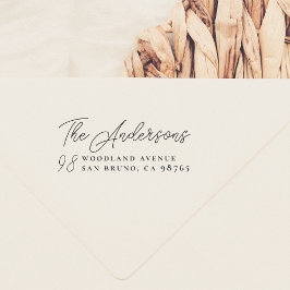 Sello De Caucho Nombre de familia de script y número de puerta