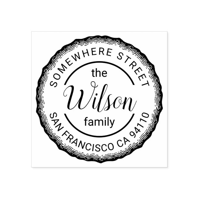 Sello De Caucho Nombre de familia Dirección de devolución de anill (Impresión)