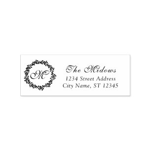 Sello De Caucho Nombre de familia Monograma RSVP Dirección de la 