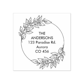 Sello De Caucho Nombre de familia personalizado con follaje