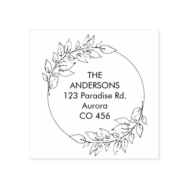 Sello De Caucho Nombre de familia personalizado con follaje (Impresión)